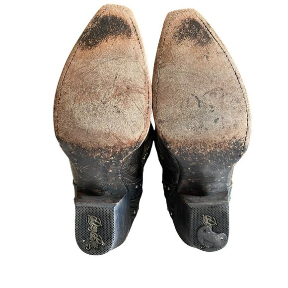 Dan Post Tempted Studded Women's Cowboy Boots 8.5 Leather Brown Black Metallic - Picture 14 of 15